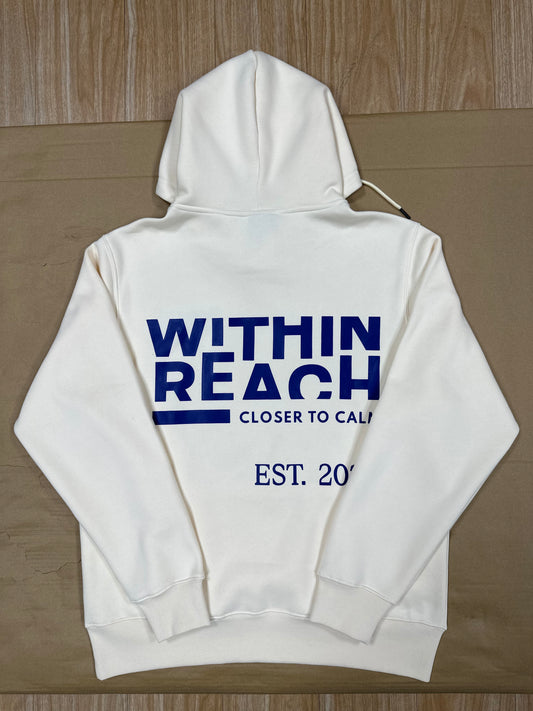 OVERSIZED Cream with Blue "Closer to Calm" 350 GSM Hoodie