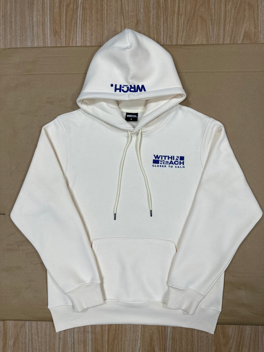 OVERSIZED Cream with Blue "Closer to Calm" 350 GSM Hoodie